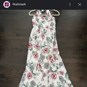 Peach Love California Floral High Low Dress - White, Red, Gray